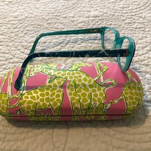 Lilly Pulitzer Emma eyeglass frames and case.
